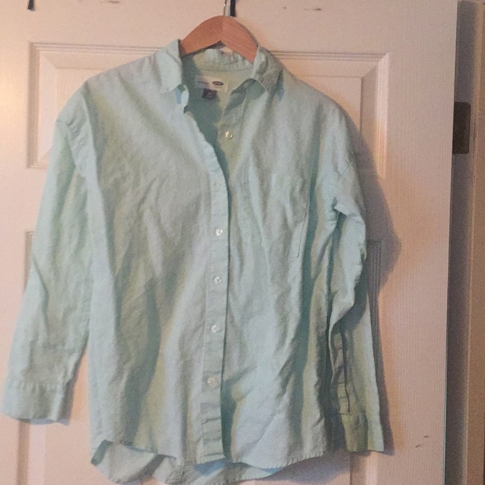 Old Navy mint green linen button down. Sz XS